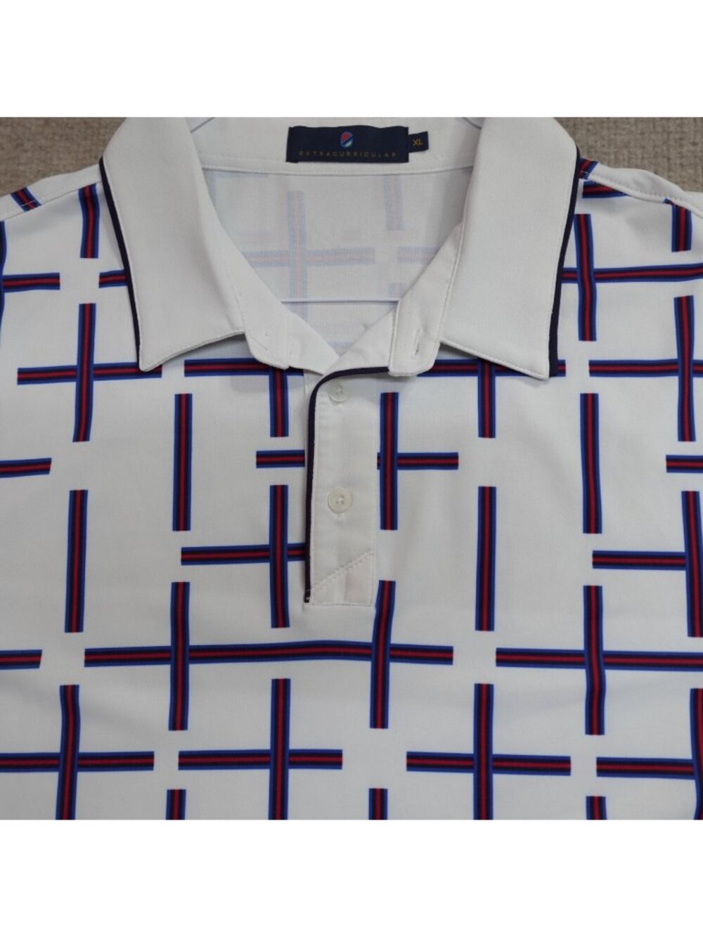 Extracurricular Polo Shirt XL White Geometric Print Performance